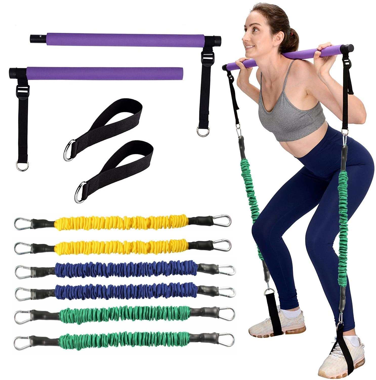 Adjustable Pilates Resistance Stick | Home Workout & Fitness Gear